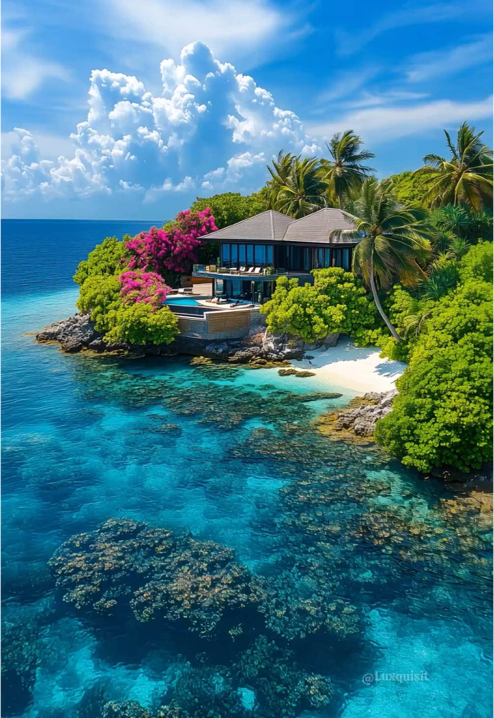 Dreamy Island Escape . . . . . #DreamIsland #privateisland #OceanRetreat #HiddenParadise #LuxuryRetreat #dreamhomes #luxurytravel 