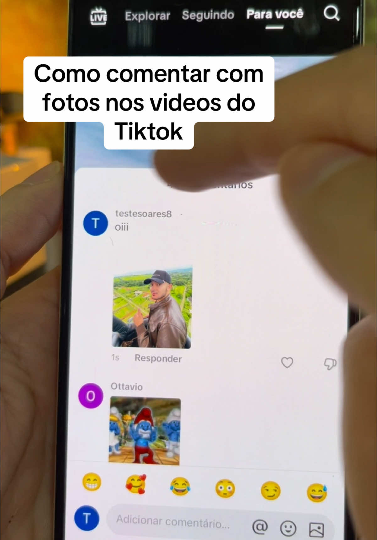 Como comentar com fotos nos videos do tiktok  #celulares #celular #redmi 