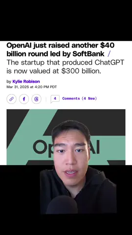 OpenAI just raised $40b, the largest private tech funding round in history #ai #openai #chatgpt #funding #greenscreenvideo #greenscreen #education #learn #LearnOnTikTok #learning #educate #educational #2025 #aieducation #Tech #future 