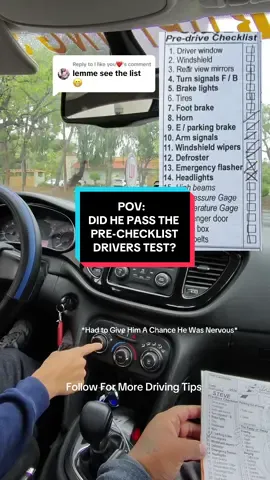Replying to @I like you❤️ I apologize for the delay ! Here’s the pre-checklist let me know if that helps 👍🏽  ##dmvtips##drivingschool##drivinginlosangeles##drivingdowntown##LearnToDrive##driverseducation##creatorsearchinsights##newdrivertips##drivingintructor##driverstest