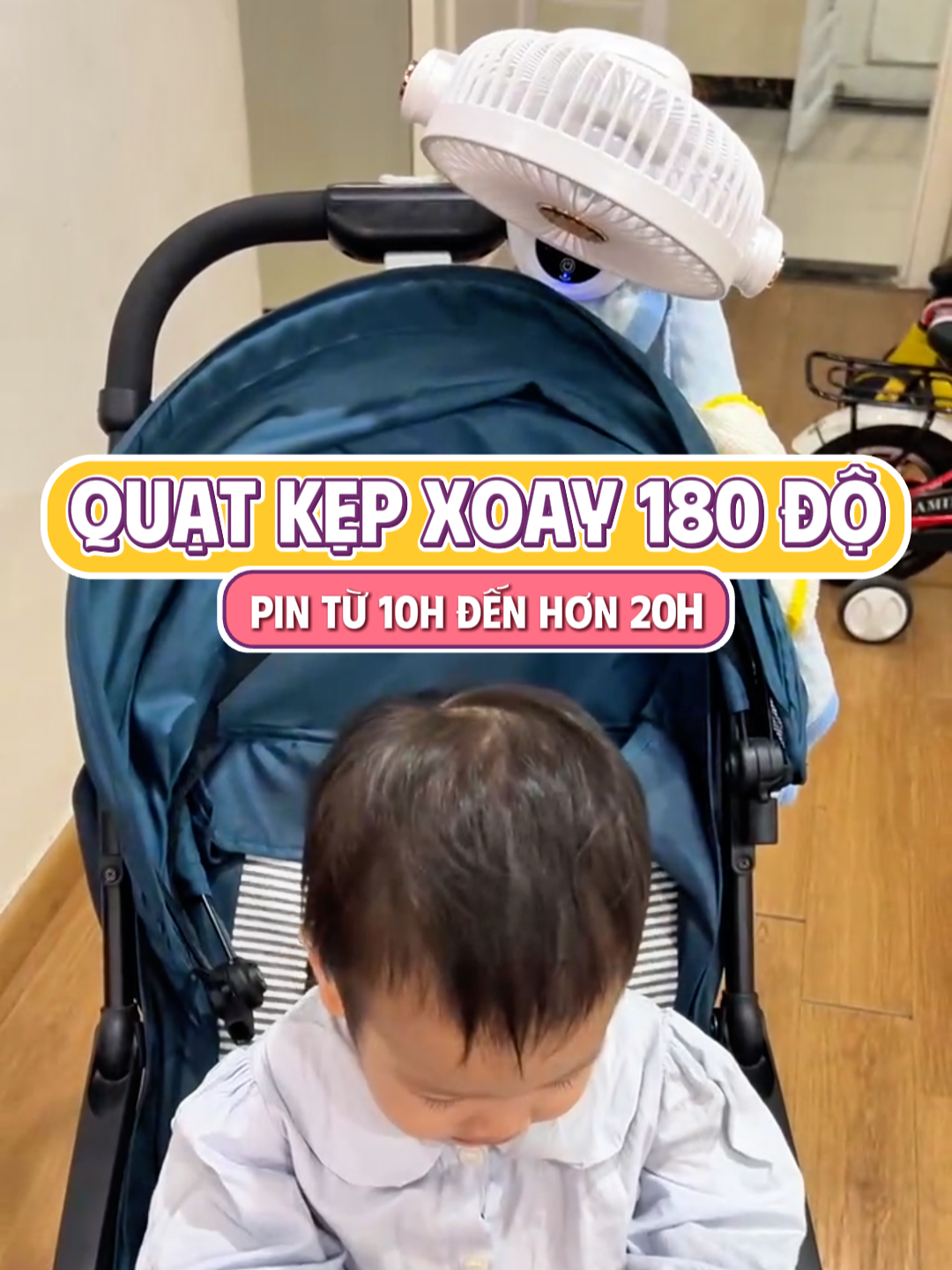 Quạt kẹp xoay đảo chiều 180 độ. 5 tốc độ gió. Pin chạy liên tục tới 20 tiếng. #quatkeptichdien #quatkep #quatkepxeday #quatkepxedaychobe #quatkepbantichdien