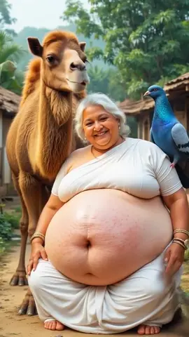 This grandmother have a Camel and pigion#camel#pigion#grandmother#ai#aistory#aivideo #aivideo 