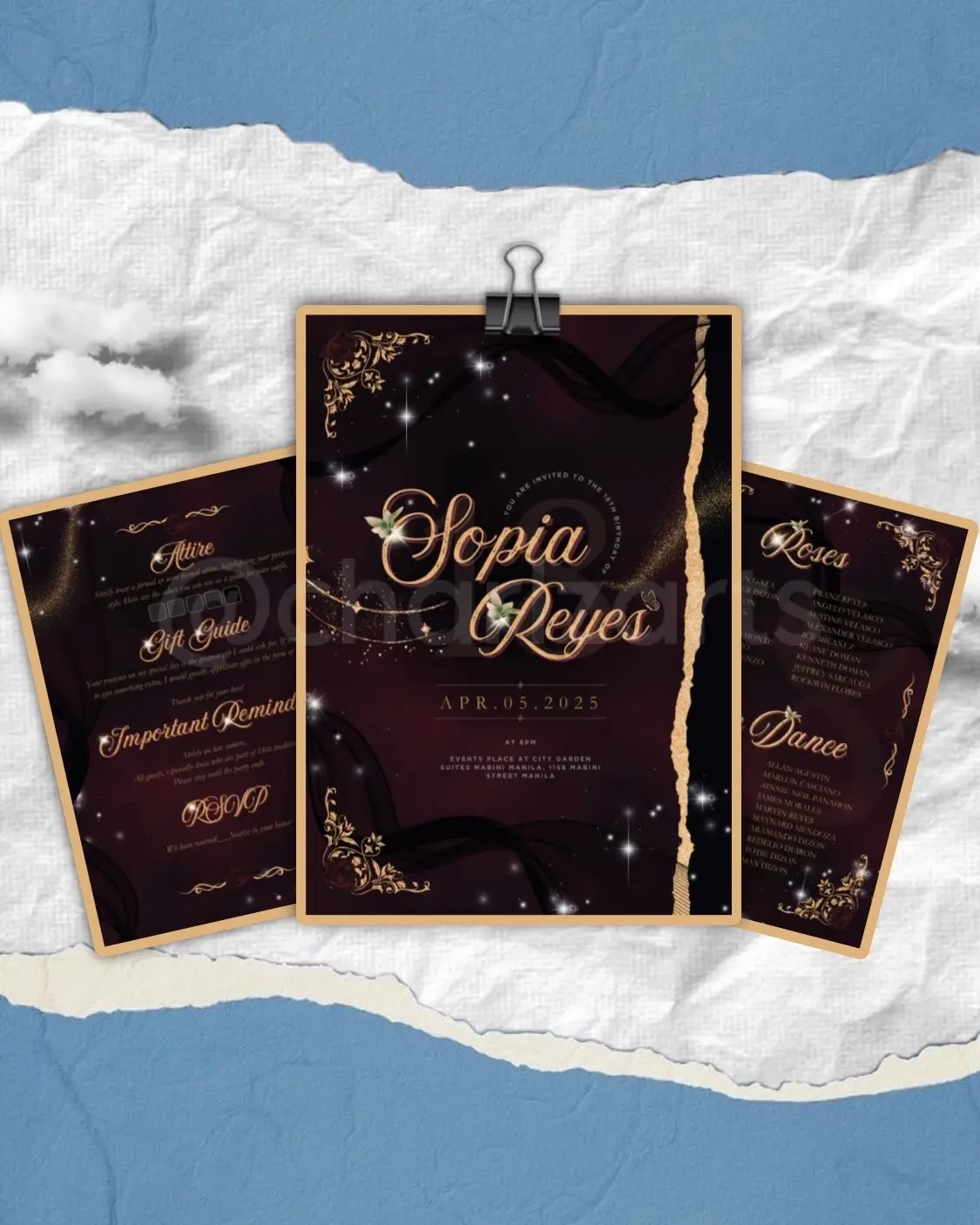 Nothing beats the satisfaction of a happy client! Their feedback drives me to continuously improve and deliver exceptional results. 🙌  MAKE YOUR WORK MORE CREATIVE! 📩Let’s Work Together! Open for commission! #CharlzArts #graphicdesign #invitation #debut #digital #layout #graphicdesigner #commissionsopen #redandblack #invitationtemplate #layoutdrsign #digitalartist 