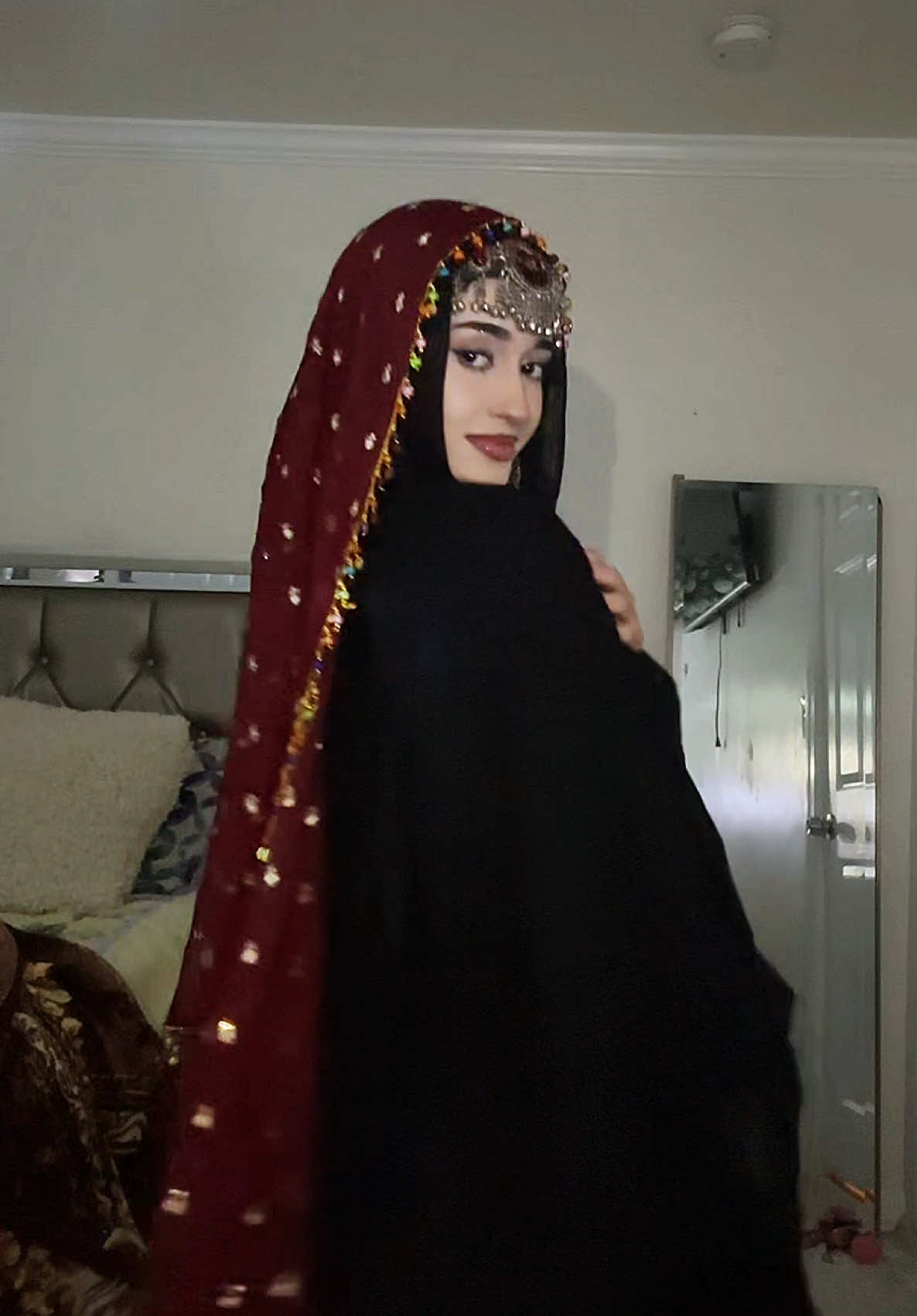 Dark red afghan cloths jewelry from @khanjewellers 🥀 #fypシ #foryoupage #fypシ゚viral #afghan #afghantiktok #viral #hijabi #muslimah 