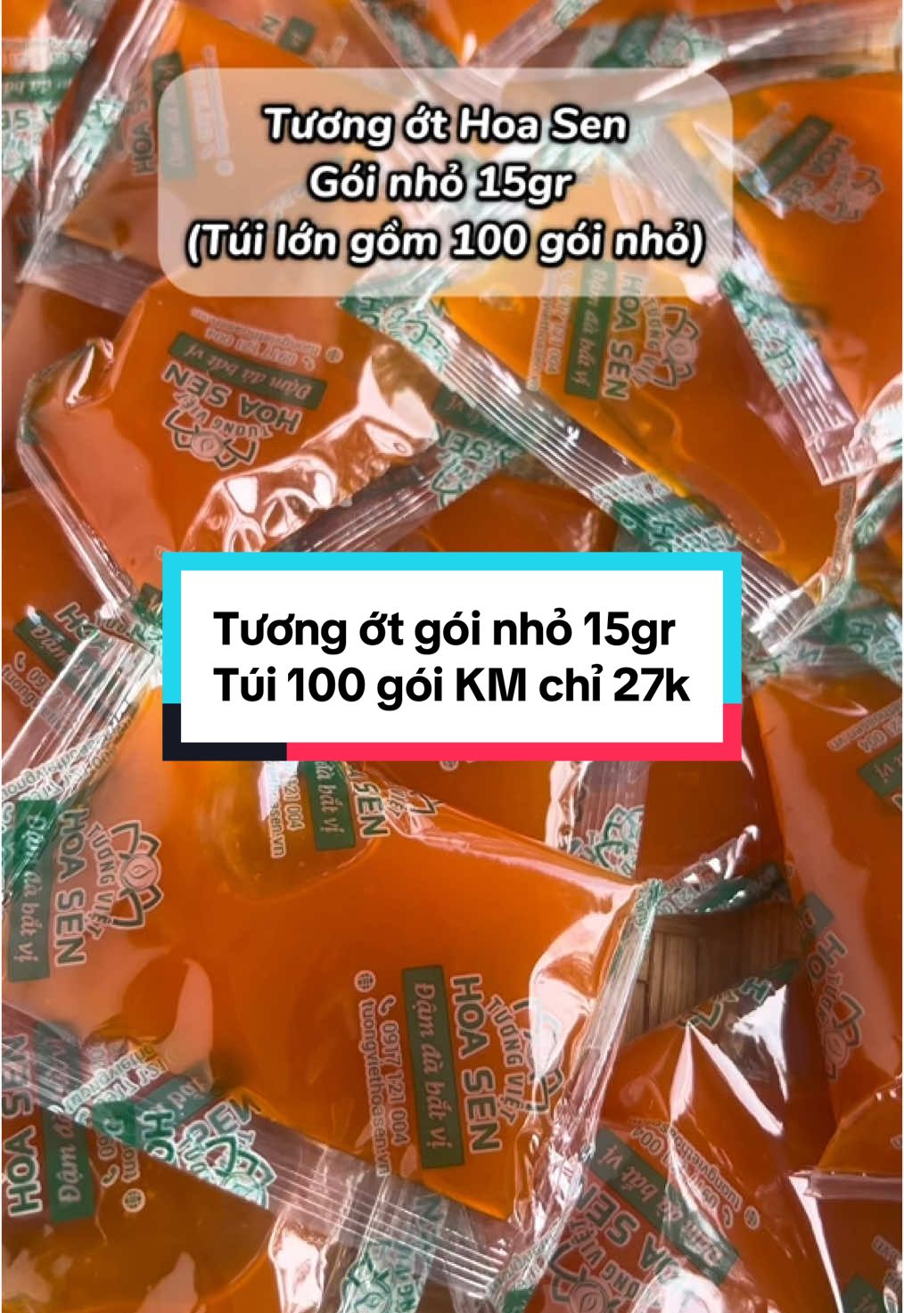 TƯƠNG ỚT HOA SEN GÓI NHỎ 15GR (TÚI GỒM 100 GÓI) #vyantg #tuongothoasen #tuongotgoi #tuongotgoi15gr 