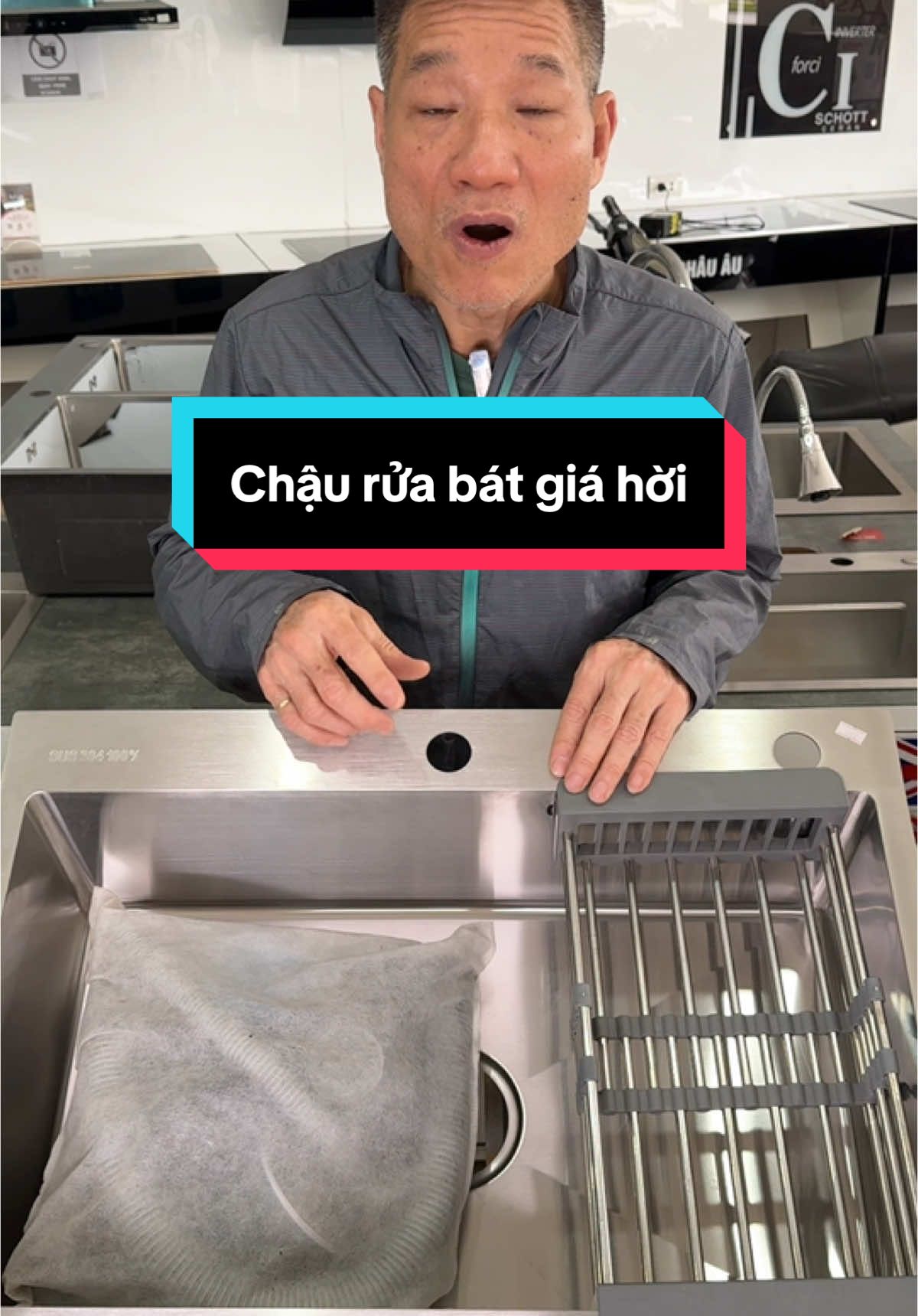 Chạu rửa bát inox đúc một hộc kèm bộ xả nuóc #sontinhdienchongon #thinhhanh 