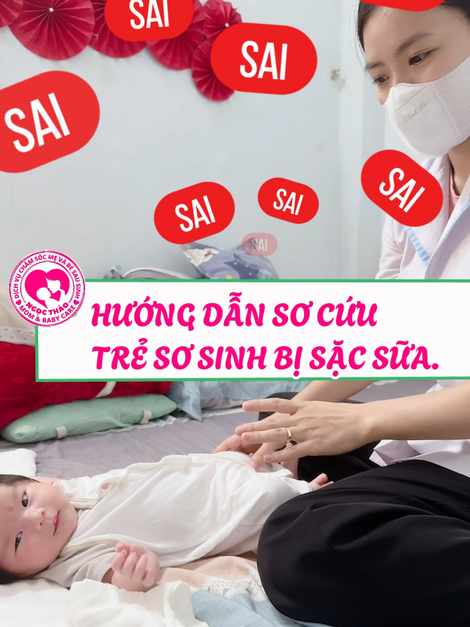 Hướng dẫn sơ cứu trẻ sơ sinh bị sặc sữa. #chamsocbe #tresosinh #chamsoctreem #ngocthaomombabycare #chamsocbemoingay