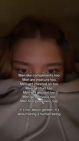 It’s not about gender, it’s about being a human being. 🥷🏼🥀🖤 #HumanExperience #MensFeelings #NotAboutGender #EqualityMatters #EmotionalAwareness #MenHaveFeelingsToo #BeKindToEveryone #MentalHealthMatters #ComplimentEachOther #EmpathyForAll #BreakTheStigma #SupportEachOther #ViralMessage #SpreadKindness #LoveAndRespect #fyp #foryoupage❤️❤️ #viralvideos #BookTok #bikergirl #masktok 