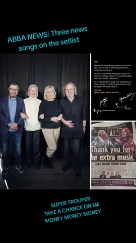 Neues von ABBA...💙💛💙💛 Zum 3jährigen Jubiläum von ABBA VOYAGE in London, am 27. Mai 2025, gibt es u.a. eine - längst überfällige - Erweiterung der Setliste mit - SUPER TROUPER  - TAKE A CHANCE ON ME und  - MONEY MONEY MONEY  Weitere Überraschungen sollen geplant sein...  Ich bin ja mal gespannt...  News from ABBA...💙💛💙💛 For the 3rd anniversary of ABBA VOYAGE in London on May 27, 2025, there will be a - long overdue - expansion of the setlist, including: - SUPER TROUPER - TAKE A CHANCE ON ME and - MONEY MONEY MONEY More surprises are planned... I'm really excited... https://www.thesun.co.uk/tvandshowbiz/34084361/abba-voyage-avatar-concerts-huge-change/?fbclid=IwY2xjawJYv6tleHRuA2FlbQIxMQABHctY0uYtlL-PvKi-x8XxzLFzL9wsRA1rDqD7xLVnEMlyUQ4ljElhutfy_Q_aem_xLF6wLzcrBcMBLDNHqFxoQ https://www.heart.co.uk/showbiz/music/abba-voyage-setlist-concert-duration/?fbclid=IwY2xjawJYvsFleHRuA2FlbQIxMQABHSWAzGyvRpE4aG1BwmZqM-qjt6-Q2pJ1hfBTRcV0uOYsYFndi4sOAdYhnA_aem_qv8CCWfaxkXqjEBY0er1eA #abba #agnethafältskog #agnethafaeltskog #bjoernulvaeus #björnulvaeus #bennyandersson #frida #annifrid #fridalyngstad #annifridlyngstad #idol #myidols #abbaforever #abbamania #abbavoyage #abbainconcert #abbaofficial #abbafans #abbalove #abbavoyagearena #abbavoyageshow #abbavoyage #evaschilk #abbavoyageshowlondon #abbavoyagearenalondon 