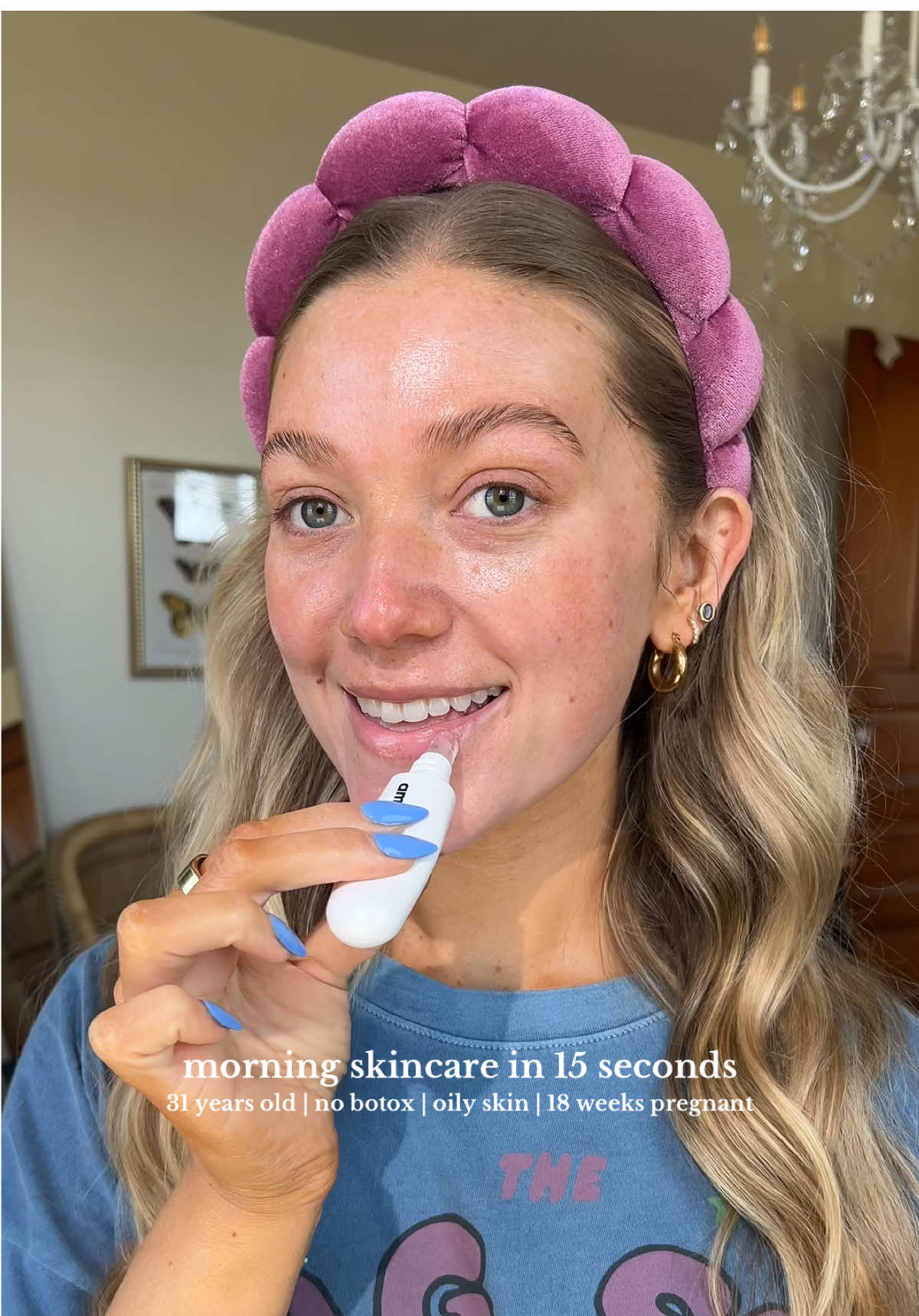 Products used— @Magic Molecule hypochlorous acid spray  @pointofview drench it skin milk & amp it lip ampoule @byoma phyto mucin serum @Prequelskin mineral spf #morningskincare #31yearsold #oilyskin #pregancytiktok 