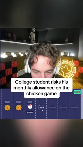 College student risks his monthly allowance on chicken game 😂 #streamer #kickstreaming #games 