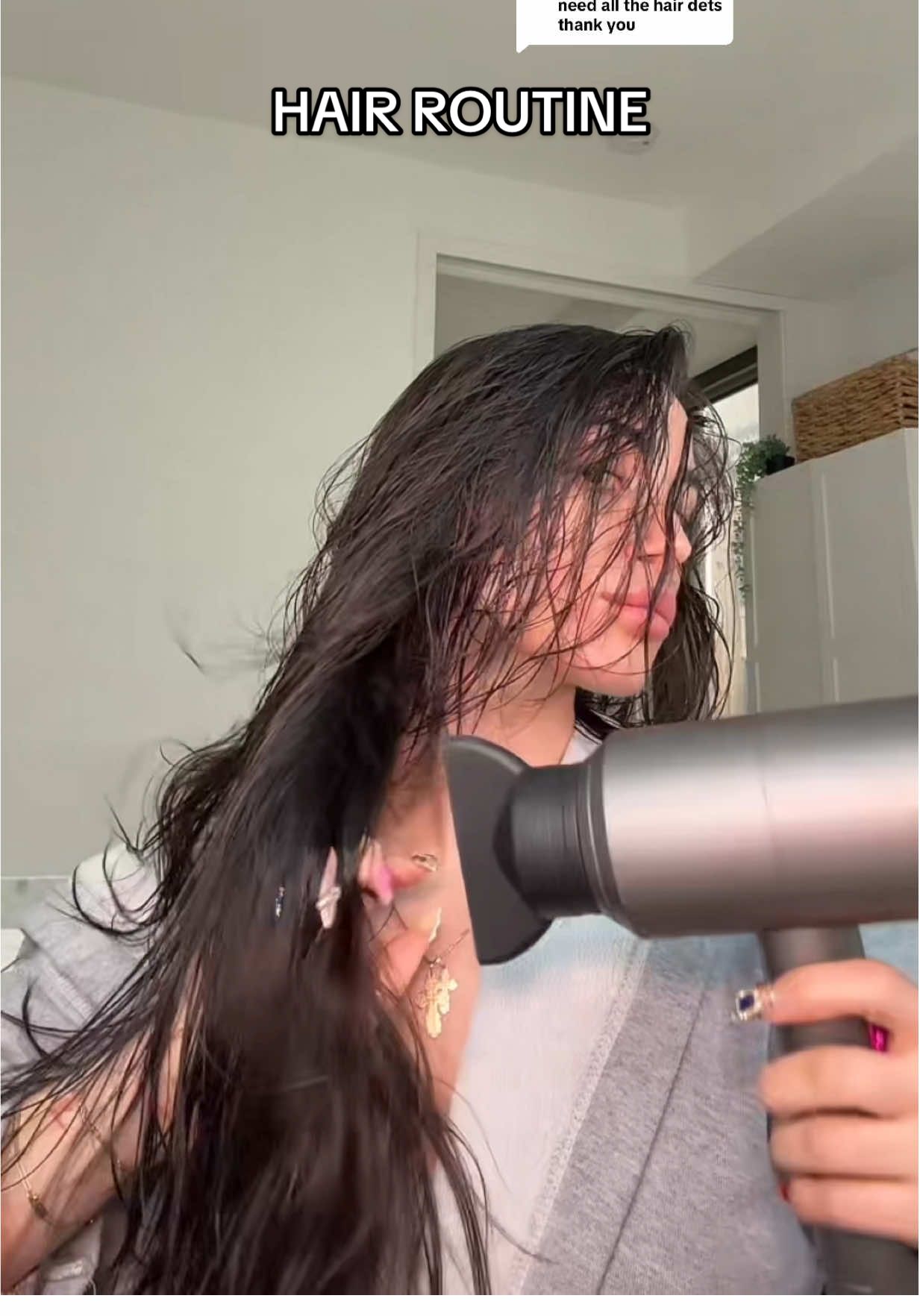 Replying to @nuritpost updated hair routine 🫶🏼 #straighthair #shinyhair #sleekhair #longhair #thickhair #hairproducts #blowout #hairroutine 