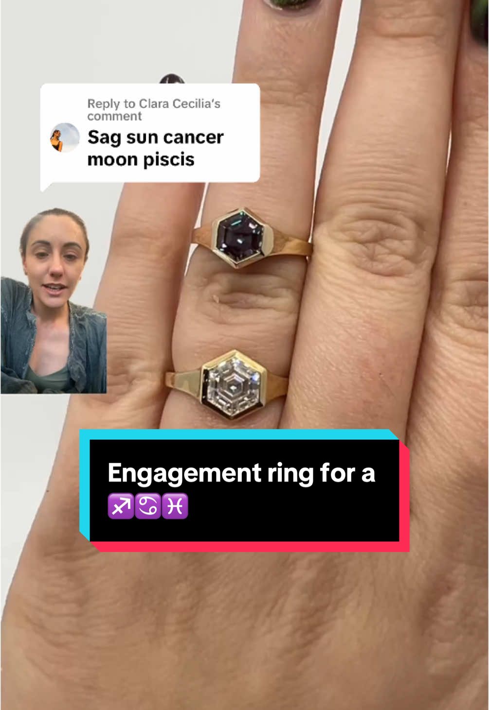 Replying to @Clara Cecilia #jewelrydesigner #engagementring #engagementrings #engagementringinspo #astrology #astrologytiktok #sagittarius #pisces 