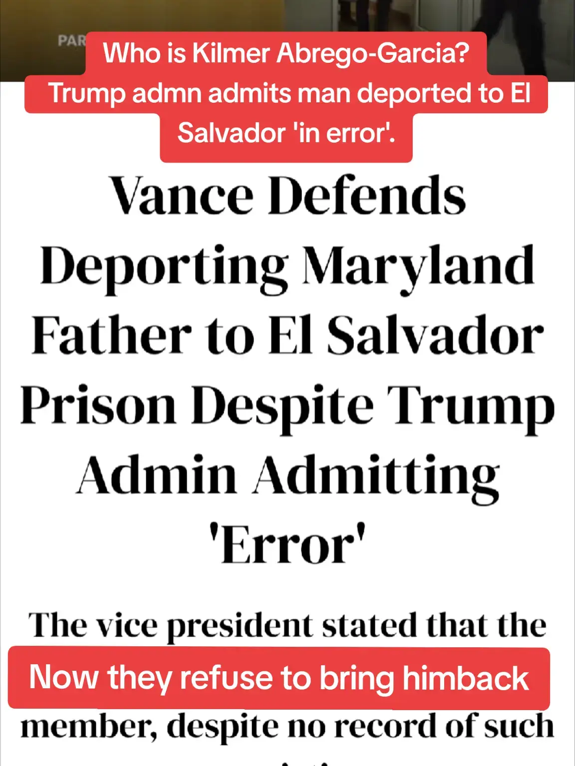Kilmer Garcia, a Maryland resident with legal protections, was deported to El Salvador in March 2025 due to an administrative error by U.S.-ICE Despite a 2019 ruling granting him protection from deportation, Garcia was detained by ICE.  The deportation has sparked outrage, with critics pointing to the mistakes made by the system that resulted in his wrongful removal. Garcia is currently imprisoned in El Salvador’s CECOT facility, and while the U.S. government acknowledges the error, it claims it has no jurisdiction to bring him back. #kilmergarcia #ice #immigration #latin #deportation #minority #elsalvador #us #trump #maryland #protection