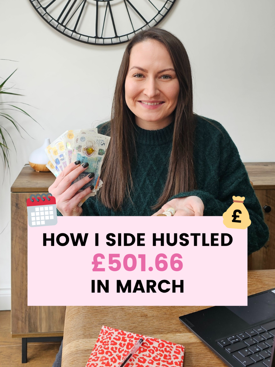 March Side Hustle Income = £501.66 / £16.18 a day 🤑 I got very lucky this month with some big paying market research studies as well as a big win on an app gameshow! Market Research is currently my highest paying side hustle this year bagging me £378.87 so far. #sidehustles #sidehustleideas #sidehustleincome #easysidehustles 