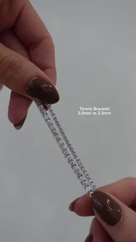 Tennis bracelet - Comparing our 2.0mm and 3.0mm widths. Also available in Gold plated.