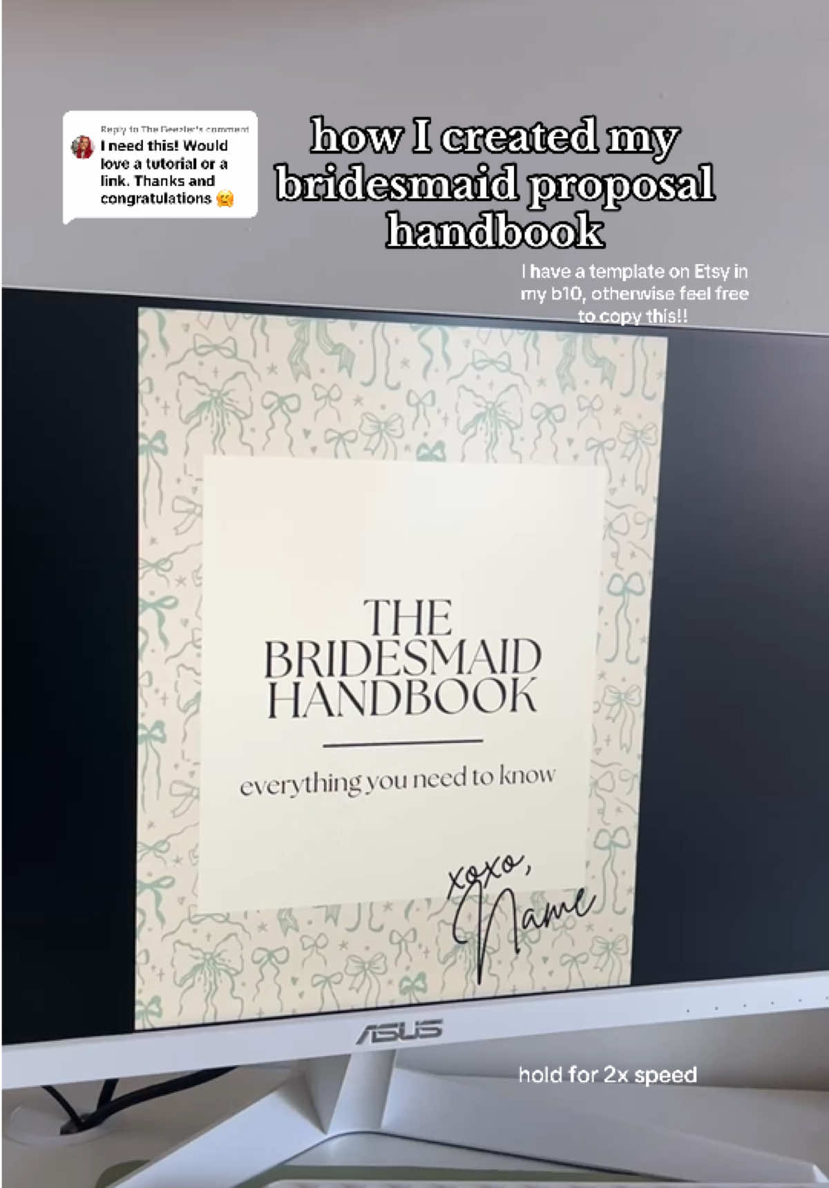 Replying to @The Beezler How I made my bridesmaid handbook on Canva. canva template is on Etsy cindydigicreations, but otherwise feel free to use this for any ideas 🥰 #bridesmaidproposal #bridesmaidinfo #bridesmaidguide #wedding #wedding2026 #wedding2025 #weddingplanning #bridetok 