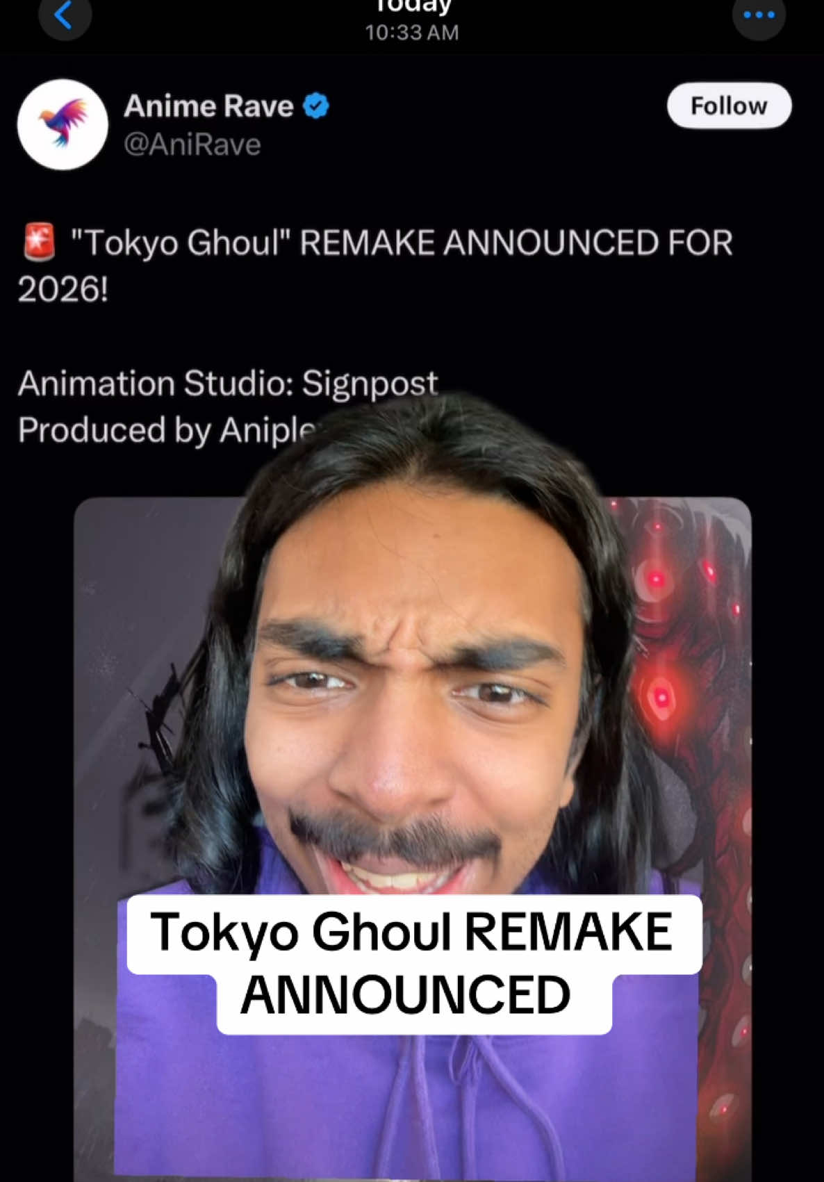 Tokyo Ghoul Remake isn’t a joke… #tokyoghoul #tokyoghoulmanga #anime #animefyp  #greenscreen 