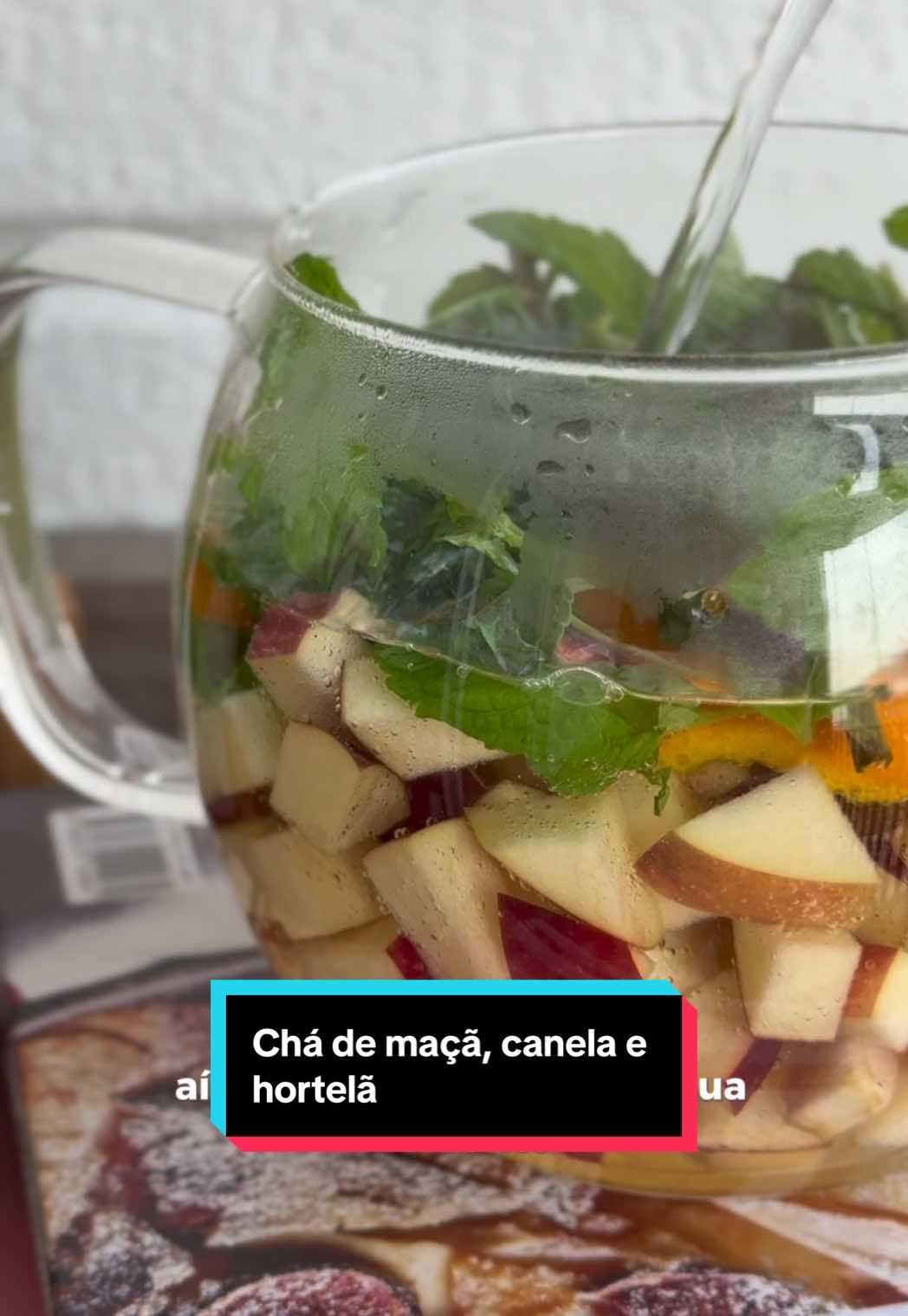 Nem todo chá é sem graça!  Faz aí: 2 maçãs, cascas de 1 laranja, 1 pau de canela, 3 anis estrelados, um punhado de hortelã e 1 colher de sobremesa de mel. Água fervendo, infusão por 5 minutos e é só servir! #chá #maçã #hortelã #canela 