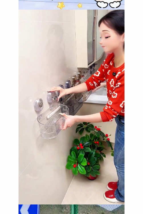 Estante de almacenamiento de ventosa montada en la pared de acero inoxidable de lujo - Organizador colgante sin aro para artículos esenciales de ducha, cosméticos y artículos de tocador - Estante de plástico duradero para uso en el baño sin Powe r#TikTokShopSpringGlowUp#fyp