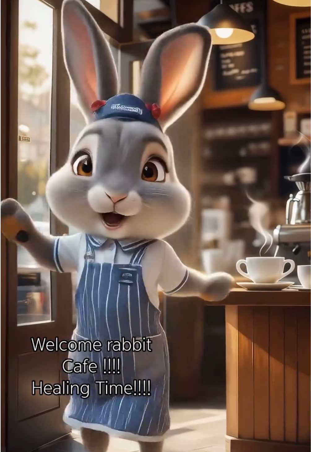 Welcome to cafe!!! Relax time zone!!! #ai #aiart #cafe #animal #cute #healing #coffee #rabbit #fyp #viral