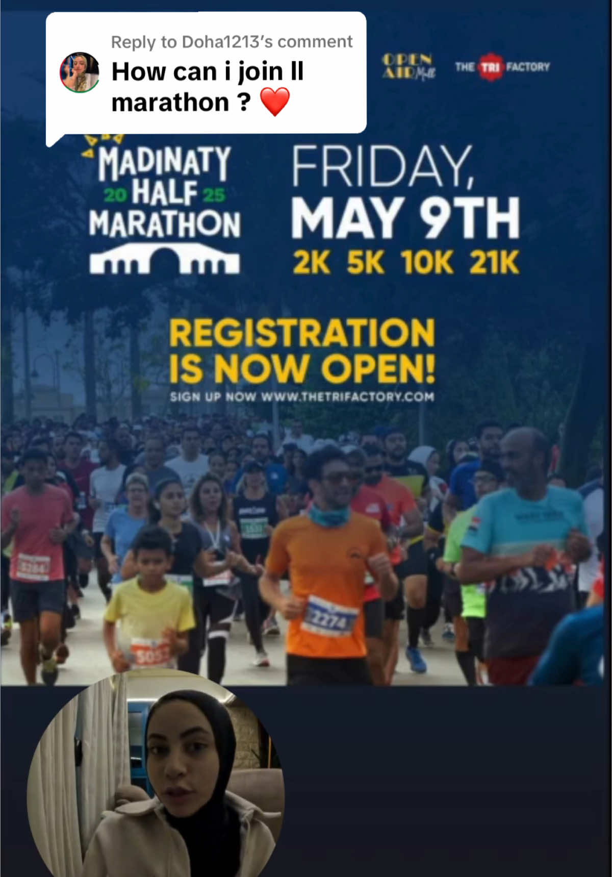 Replying to @Doha1213 Let’s run it together🏃🏽‍♀️🫶🏼 @The TriFactory  #foryou #fyp #foryoupage #rimghallab #viral #Running #halfmarathon #halfmarathonrunner #madinatyhalfmarathon #trifactory 