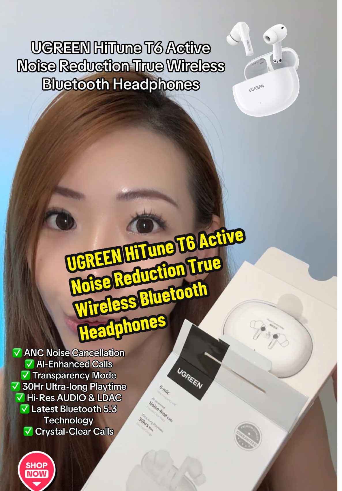 UGREEN HiTune T6 Active Noise Reduction True Wireless Bluetooth Headphones #ugreen #earpiece #bluetoothearpiece #wirelessearphone #createtowin 