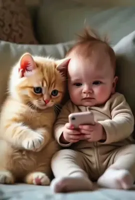 hahahaha #cute baby#cute cat#funy video 