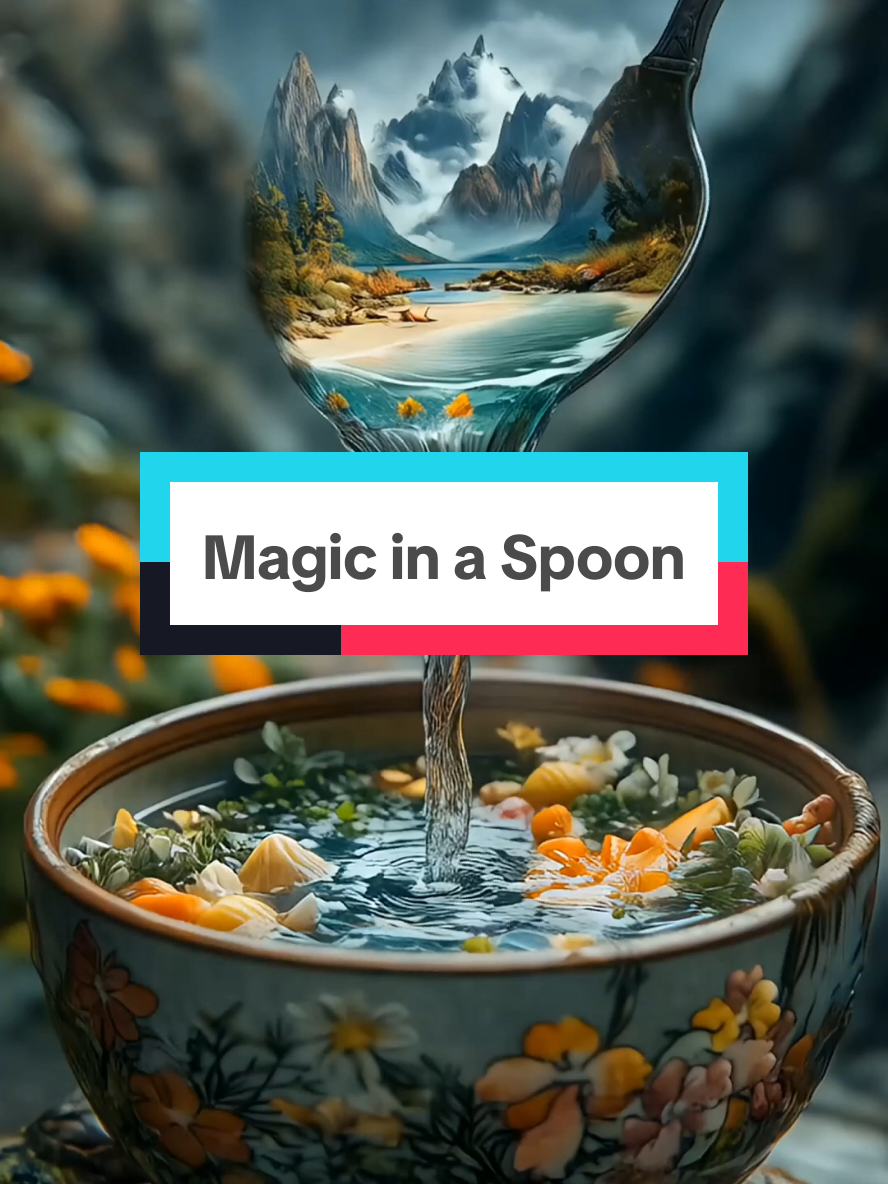 What's in your spoon? Mine holds a misty forest, stars in the broth, and a volcano instead of sugar. Ordinary things become magical when you look at them differently. #AIart #MagicInASpoon #Inspiration #SurrealStyle #AImagic #spoon 