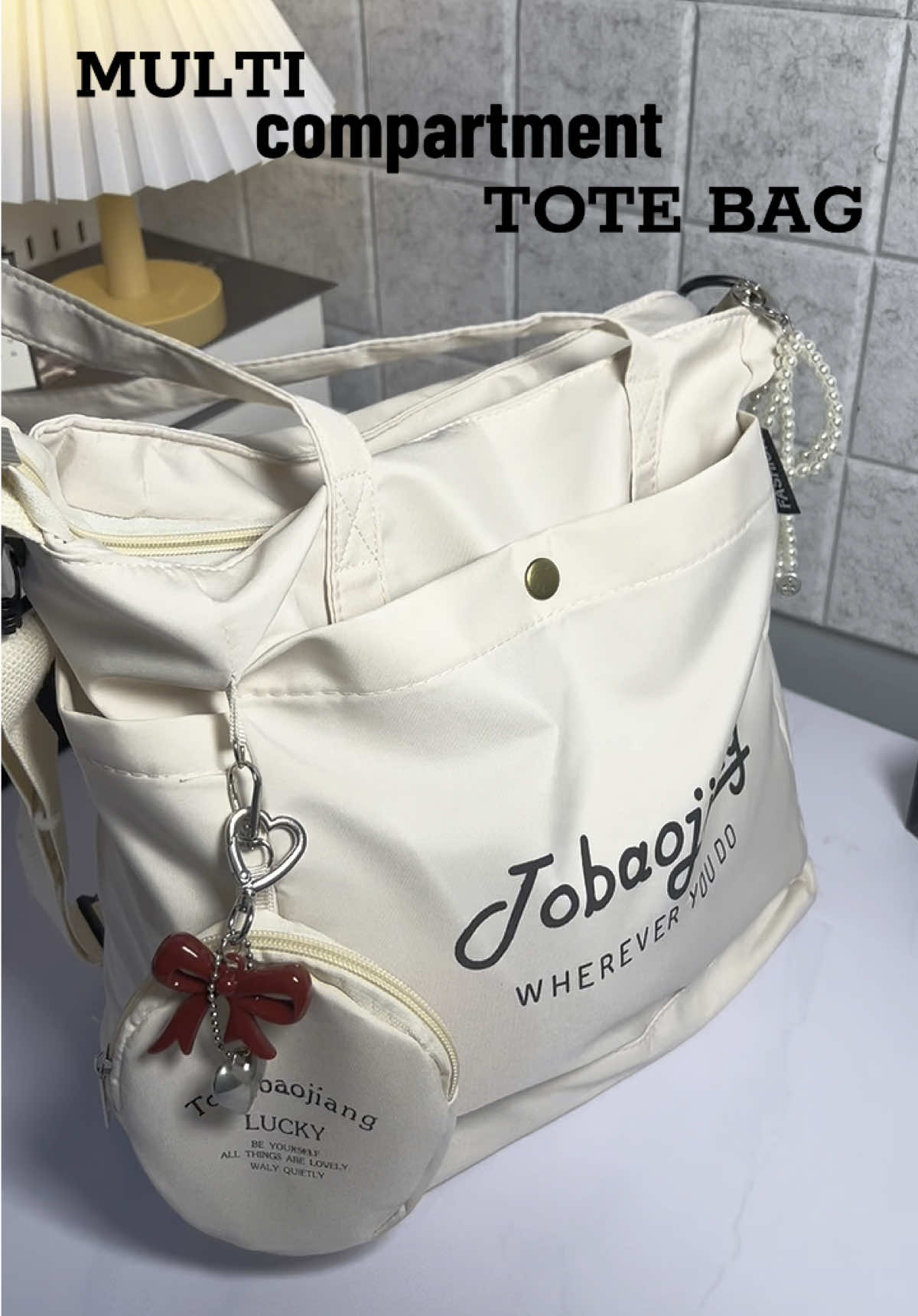 Multiconpartment tote bag with FREE COIN PURSE ••• sulit na sulit mga sissy. Dami mo ng pwede ilagay! Matibay pa 🤍 #totebag #aestheticbag #backtoschoolbag #schoolessentials #multicompartmentbag #bagsrecomendation #bagsforwomen 