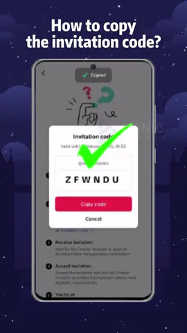 How to copy the invitation code