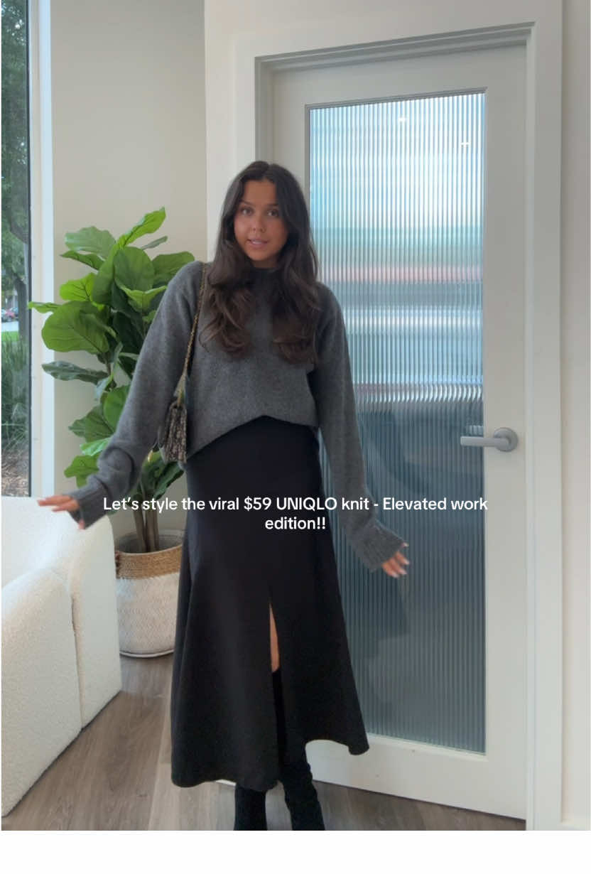 Let’s style this $59 @Uniqlo Australia knit for work! I’m so obsessed w this knit I need to get it every colour it’s so soft and cozy.  #uniqlo #uniqloknit #knitwear #uniqlostyle #uniqlofinds #workfits #officefits #OOTD #style #womenstyle #officeoutfit #fyp #foryoupage #viral #chicoutfit #winter #winteroutfit 