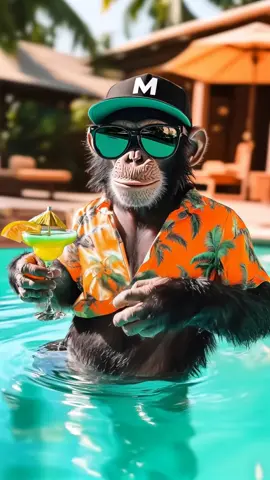 Is this you on vacay?if so ,drop a comment #Summer #ai #animalsoftiktok #sun #monkey #livingmybestlife 
