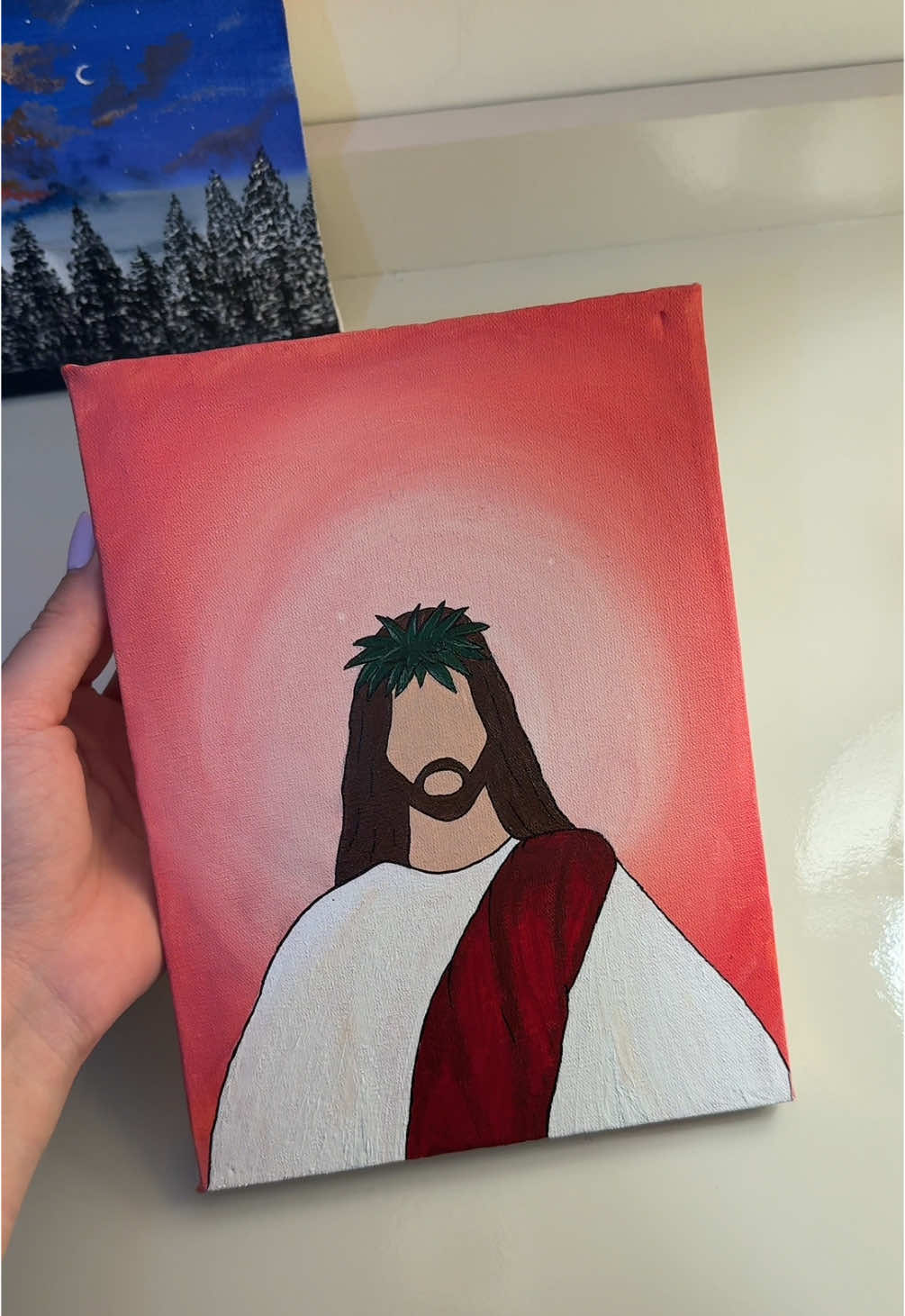 Errei nas proporções, mas mesmo assim eu amei, 2 telinha depois de anos 🥹 #fyp #cristao #meninas #pintura #terapia #arte #foryoupage #crista #jesus #god 