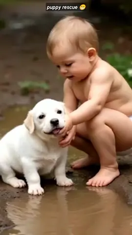 Brave baby Saves Crying puppy from Drain! #reels #brave #puppy  #reelsinstagram #reelsvideo #entertainment  #instagram #kidstiktok  #animals #usa_tiktok #foryou