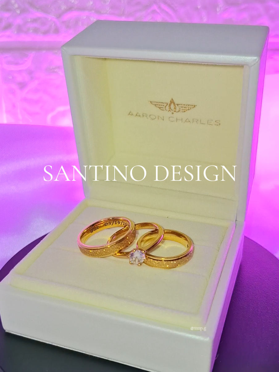 •♡° SANTINO DESIGN °♡• Aaron Charles 3 in 1 Wedding Rings with Free Engagement Ring 💍💍💍 - free name engrave - comes with elegant box - non tarnish, non fading, and hypoallergenic material: 316L surgical premium steel mainstone: cubic zirconia #ring #wedding #weddingring #engagementring #couplering #santino #aaroncharles #ringset #civilwedding #weddingideas #weddingessentials #pauline #fyp  @aaroncharles_ 