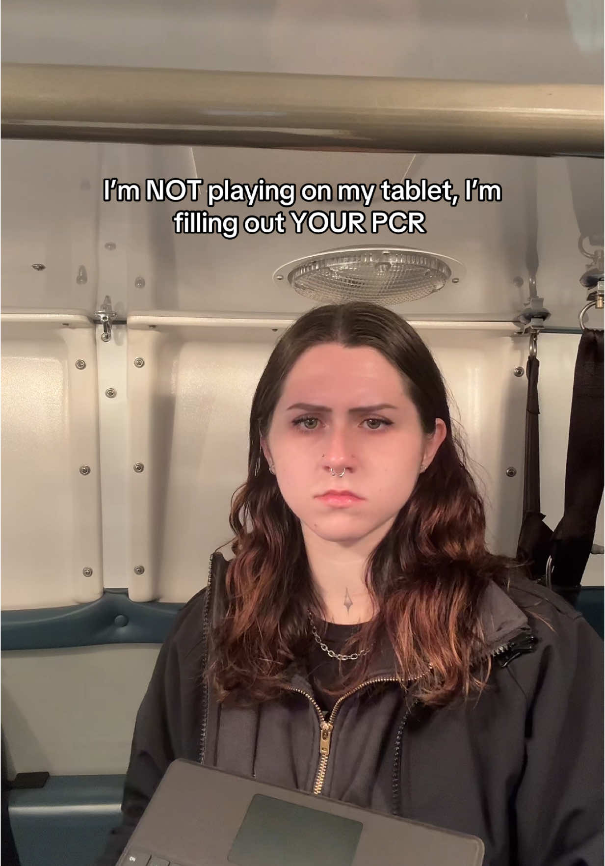 “What do you do on that thing anyways”  #ems #emslife #emt #emts #emtsoftiktok #paramedic #fire #firefighter #tablet #pcr #patient #ambulancedriver 