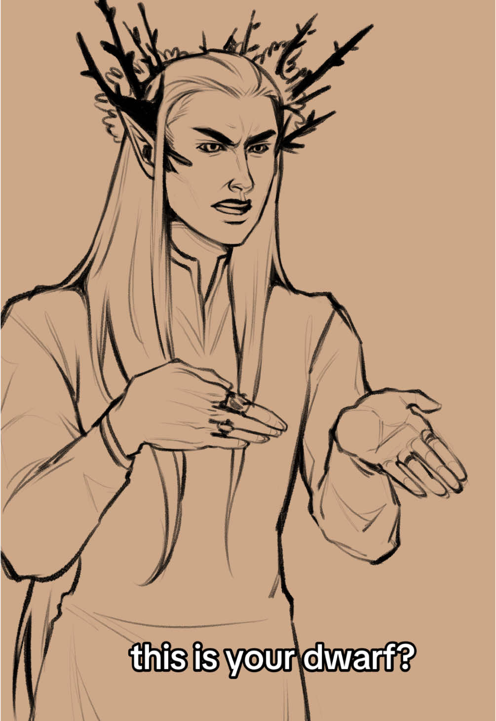 no hate to Gimli but Thranduil would be shook lets be honest😭… or more like everyone (can go either way) . I heard the audio and had to draw this #lordoftherings #funny #legolas #gimli #lotr #meme