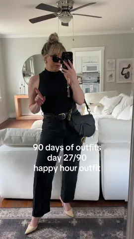 90 days of outfits day 27 — an all black outfit for happy hour! These vintage Manolos are my all time favorite shoe purchase. Something about a monochromatic outfit 😍 also forgive my shaky camera work here LOL I didn’t want to be late! Outfit on LTK + ShopMy #outfitpost #happyhouroutfit #outfitideas #outfitofthenight #monochromaticoutfit #neutraloutfit 