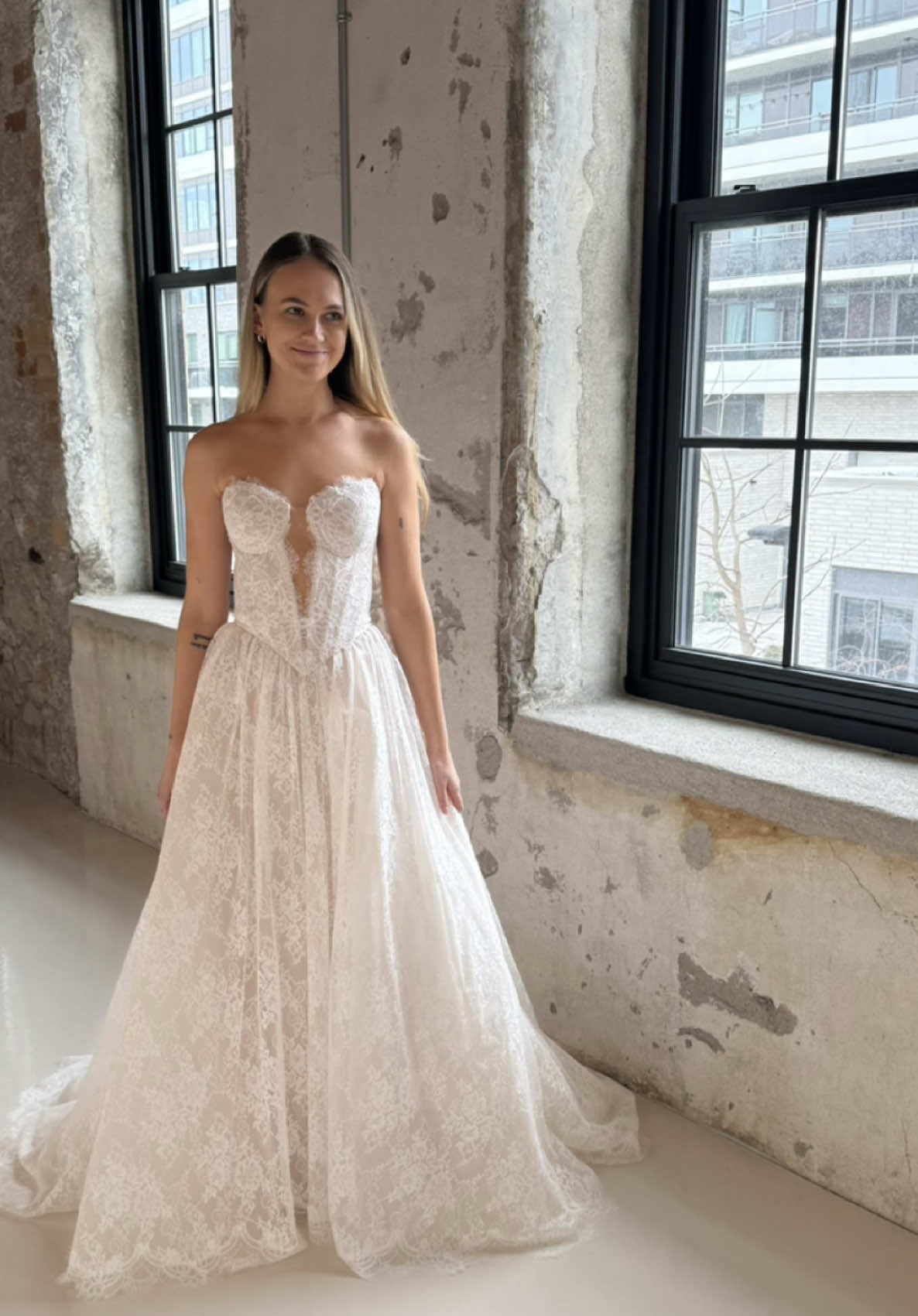 went a more non-traditional way since we’re eloping, but this one was dreamy 🤍🥹 #watters #weddingdressshopping #anthropologieweddings #2025brides #weddingdressinspo 