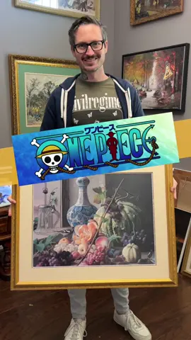 I painted One Piece, the anime, into a print I found at a thrift store.  #anime #thrifting #thriftstorefinds #onepiece #anime #art #fanart 