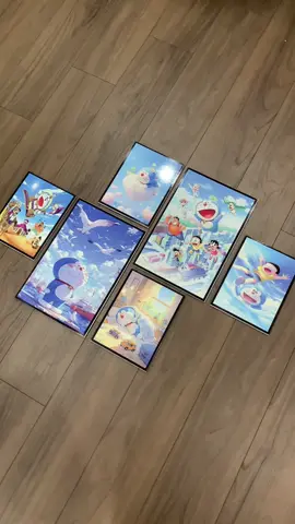 Tranh bộ 6 dán tường mẫu doremon, tranh fomex dán tường