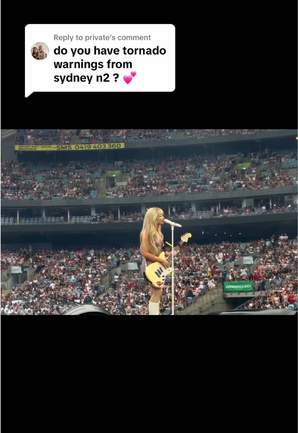 Replying to @private syd n2 ✨ @Sabrina Carpenter #sabrinacarpenter #erastour #tornadowarnings 