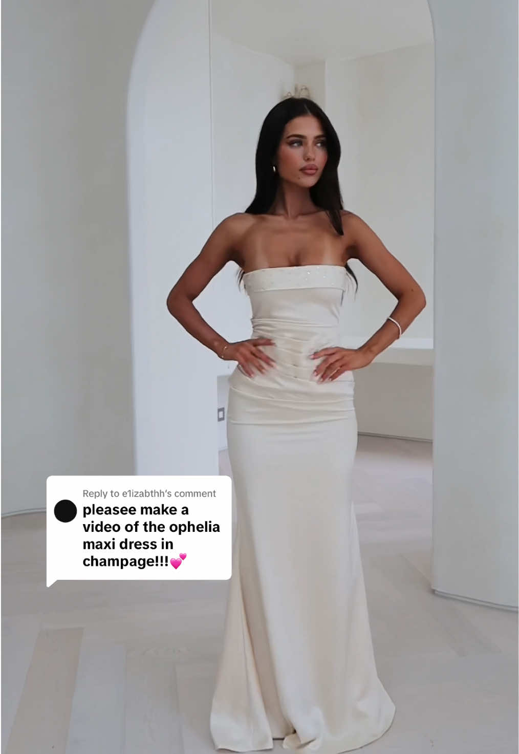 Replying to @e1izabthh The ‘Ophelia Maxi Dress’ in Champagne is your new obsession 🤩 #thatssofetchau #formaldress #maxidress #promdress #prom2025 