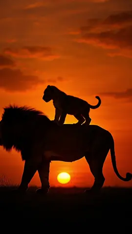 Father and Son Silhouette 😍 Beautiful sunset #sunset #beautifulsunset #simba #mufasa 