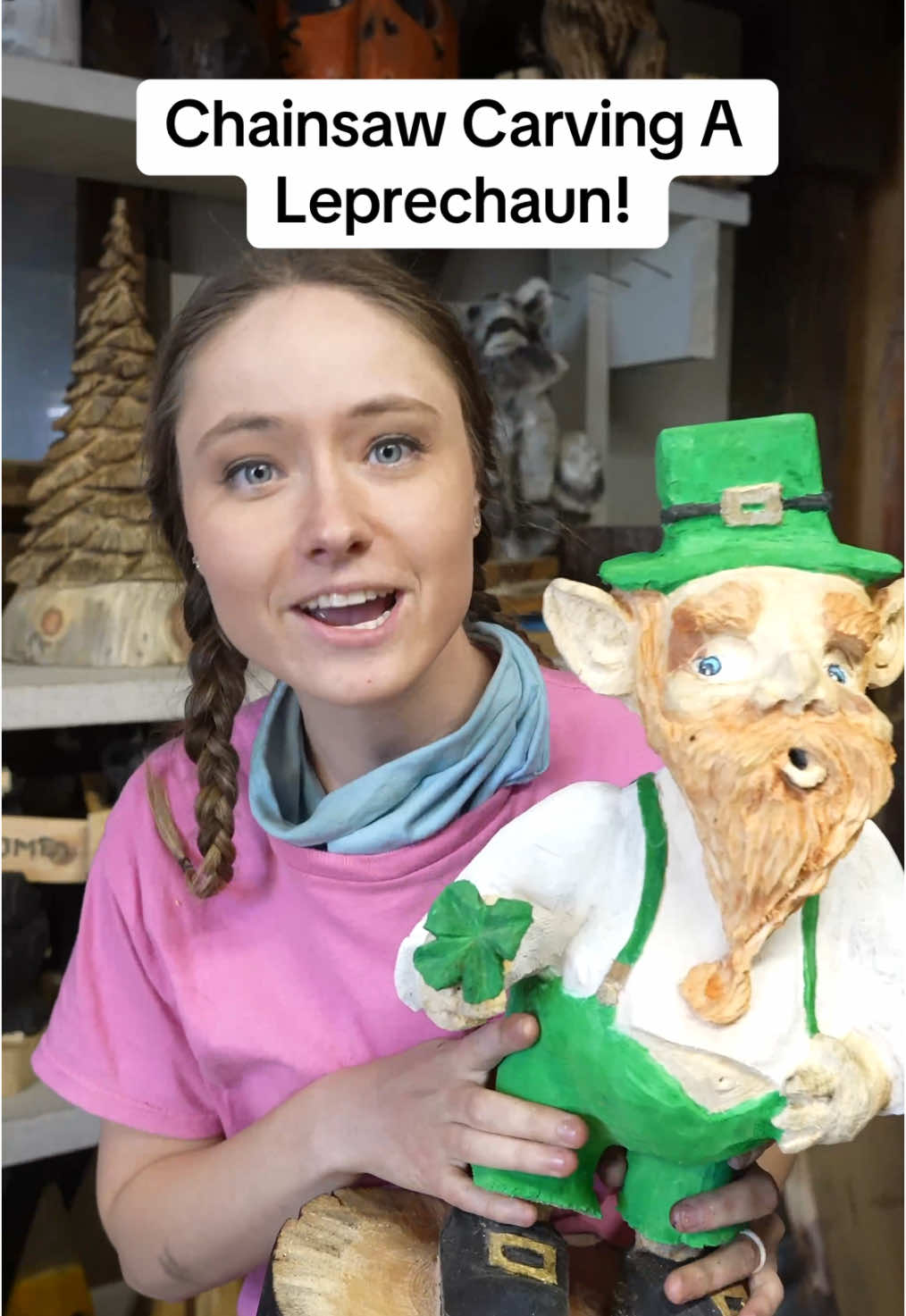 He brings good luck. 💚 #chainsawjenna #chainsaw #leprechaun #stpatricksday #luck 