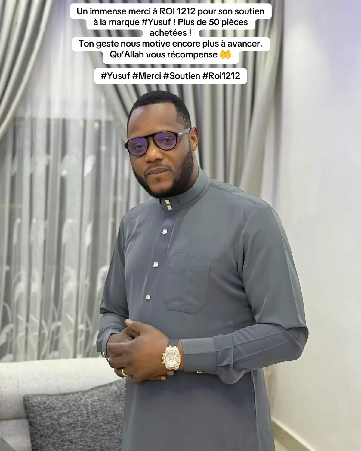 Un immense merci à ROI 1212 pour son soutien à la marque #Yusuf ! Plus de 50 pièces achetées ! Ton geste nous motive encore plus à avancer. Qu’Allah vous récompense 🤲
