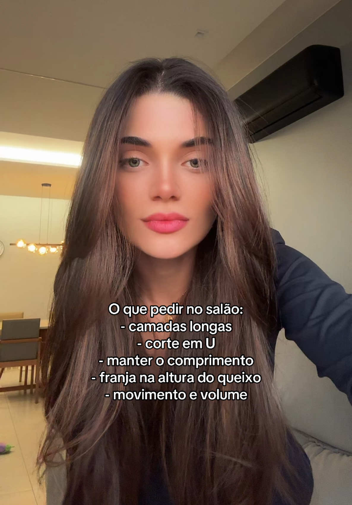 Já salva para não esquecer amiga 💖 Poderia fazer com mais camadas, mas como tenho alisamento, acho que no dia a dia fica melhor assim. #foryou #girls #cabelo #cortedecabelo 