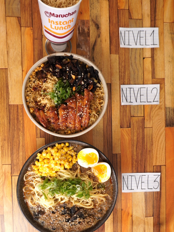 3 Niveles de ramen instantáneo