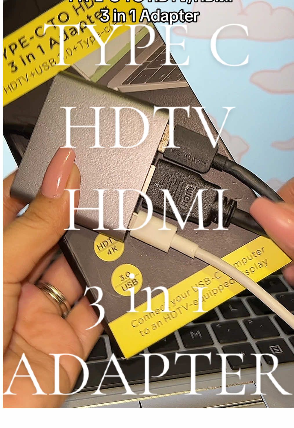 Type-C to HDTV/HDMI 3 in 1 Adapter. #typec #adapter #hdmi #tiktokfinds #recommendations #reco #fyp #foryou #usbhub 